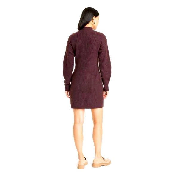 Women's Long Sleeve Sweater Dress - A New Day XXL dark brown - Picture 2 of 7